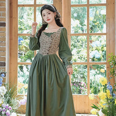 Sunflower Garden Cottagecore Dress with Headscarf