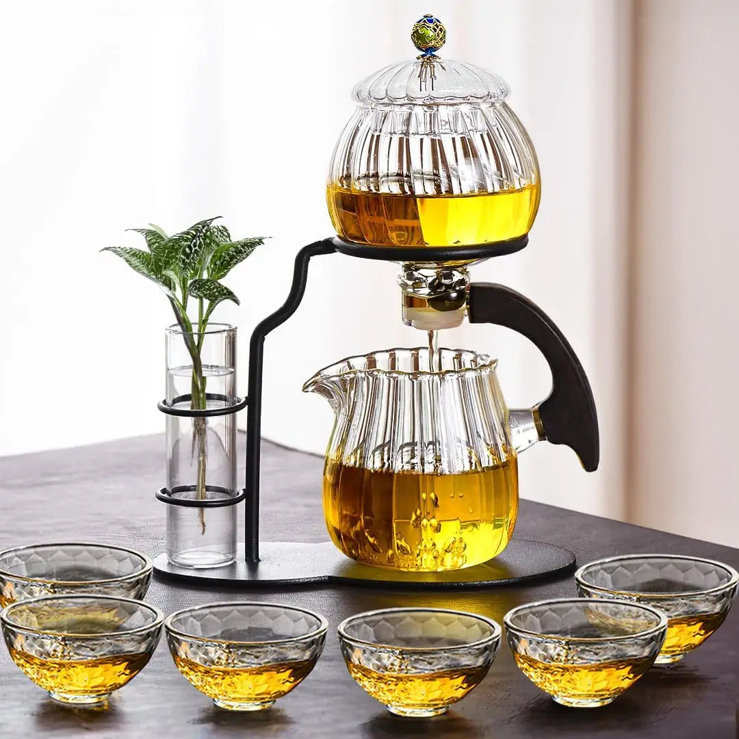 Vintage Pumpkin-Inspired Glass Tea Set