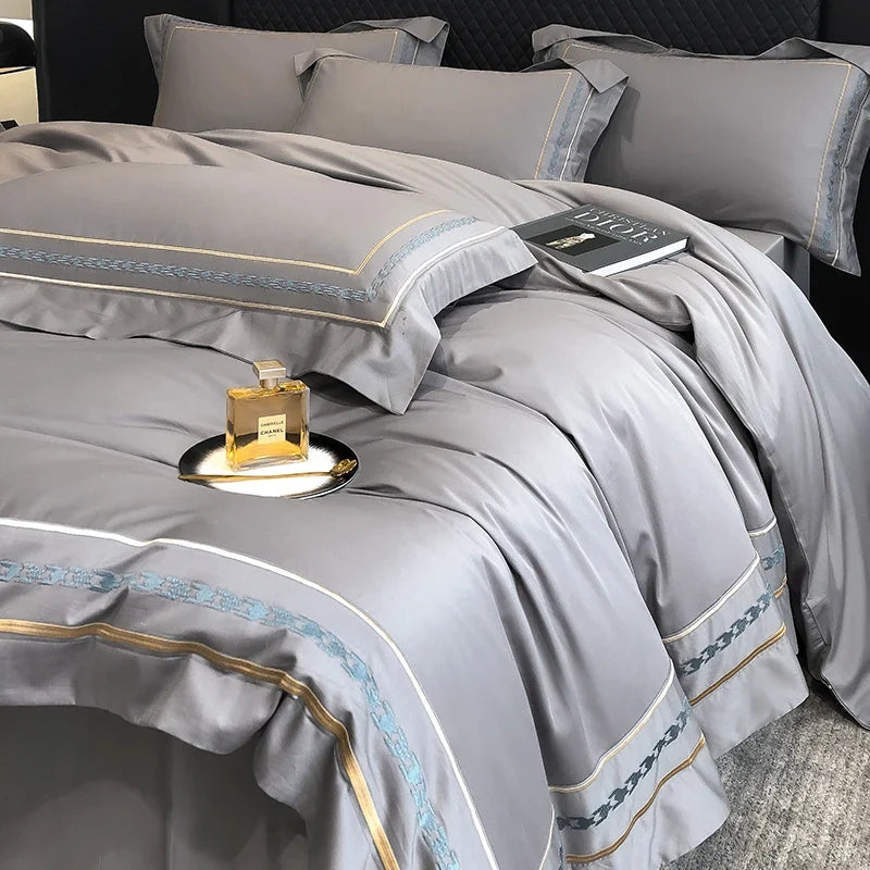 100% Egyptian Cotton Luxury Embroidery Hotel Style Bedding Set