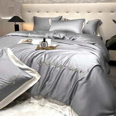Class A 100% Lyocell Four Piece Set Ice Cold Feeling Silk Duvet Cover Smooth Bedding for Bedroom