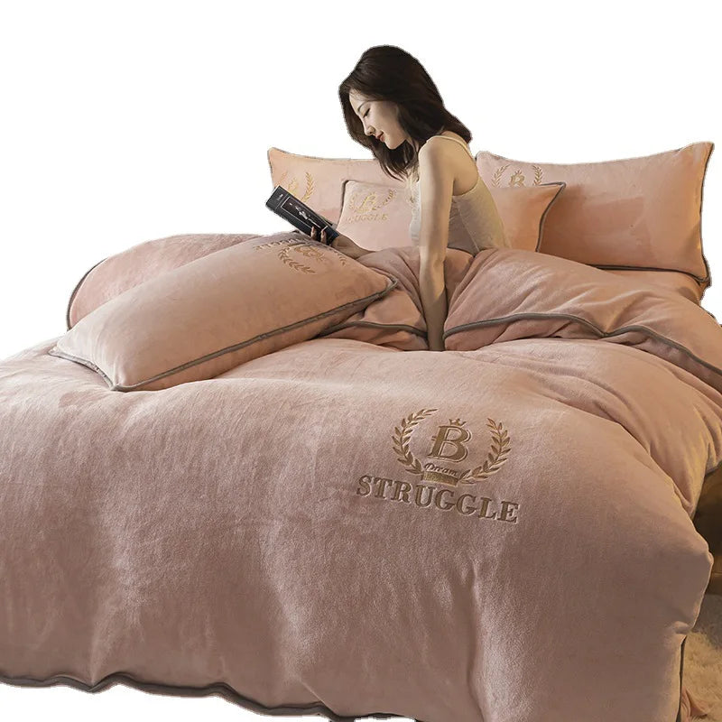 Winter Thick Warm Plush Duvet Cover Set Luxury Bedding Set