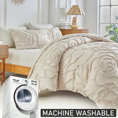 3D Rose Floral Tufted Duvet Cover Set High Quality Microfiber Comforter Cover Soft King Queen Size Quilt Cover and Pillowcases