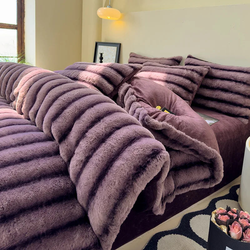 Artificial Rabbit Velvet 4pcs Bedding Set