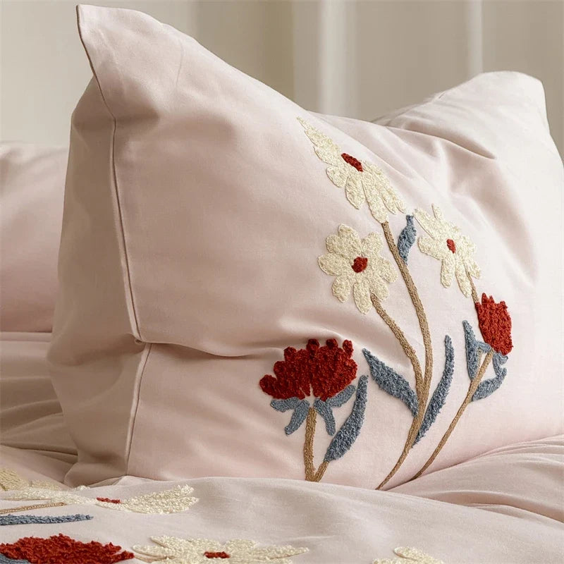 Flowers Towel Embroidery Bedding Set