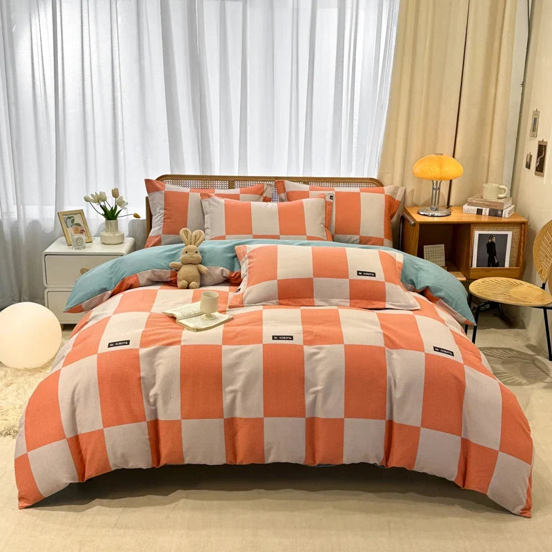 High Quality 100% Cotton Duvet Cover Set Modern Striped Printed Bedding Set