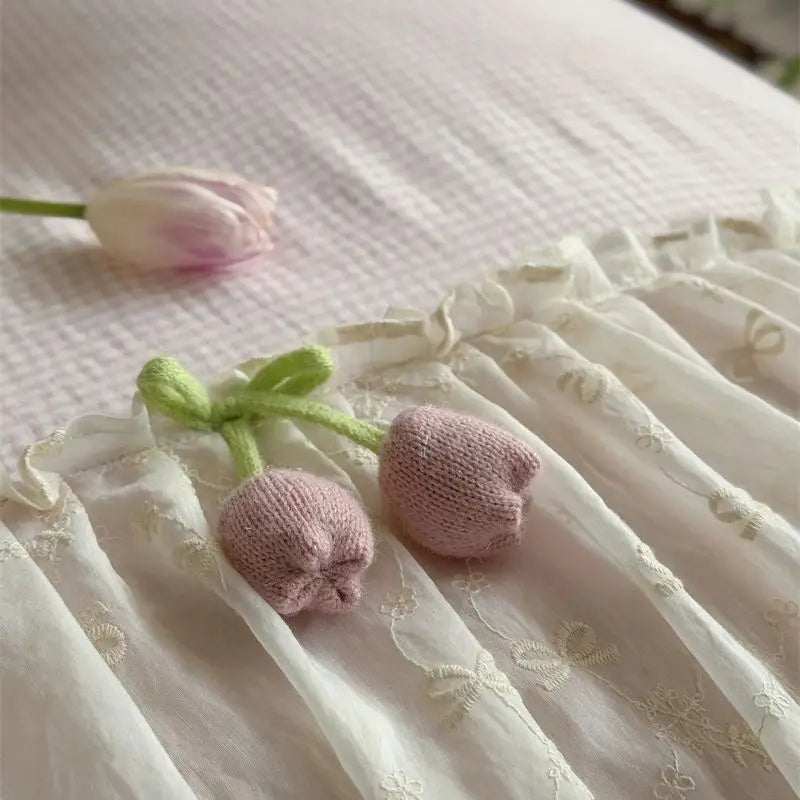 French Lace Ruffles Princess Wedding Bedding Set
