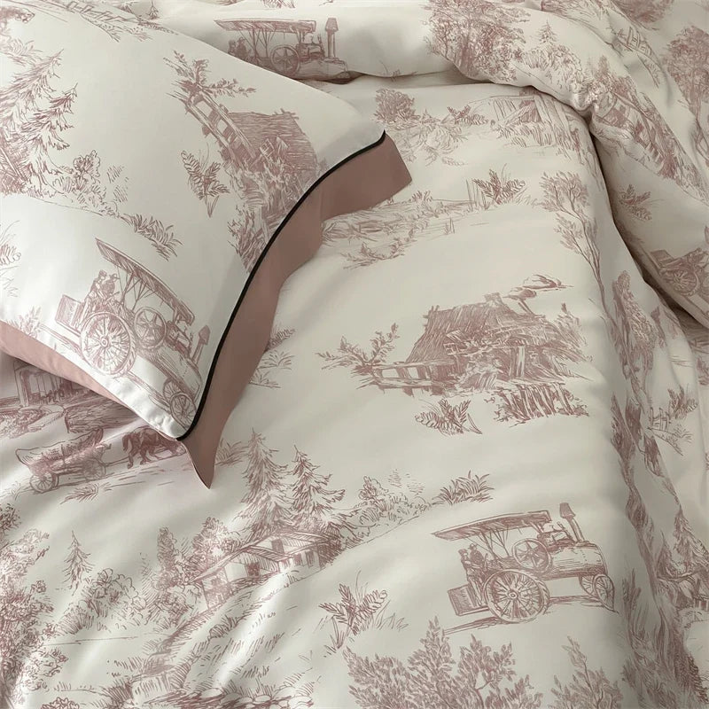 Luxury Organic Bamboo Soft Silky Printing Bedding Set