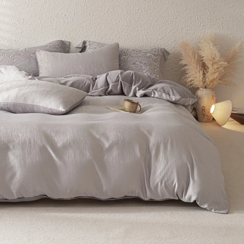 3/4Pcs Modern Minimalist Solid Color Bedding Set