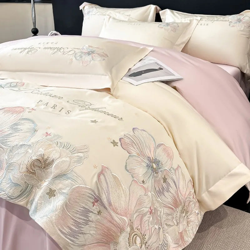 High End A-class Long Staple Cotton Pure Cotton Four Piece Duvet Cover  All Cotton Bed Sheet Light Luxury Bedding
