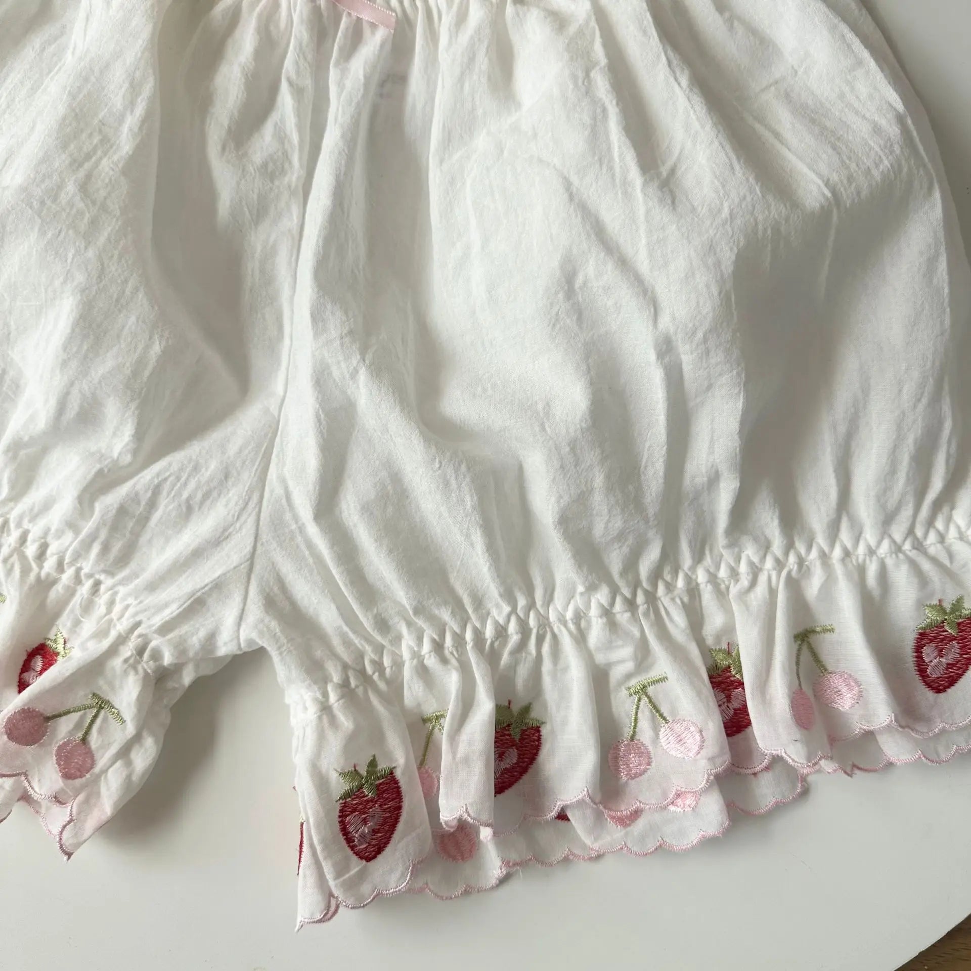 2-Piece Strawberry Embroidered Cottagecore Undergarments Set