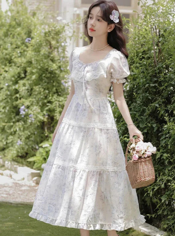 Lily-Blue Rose Cottagecore Princess Dress