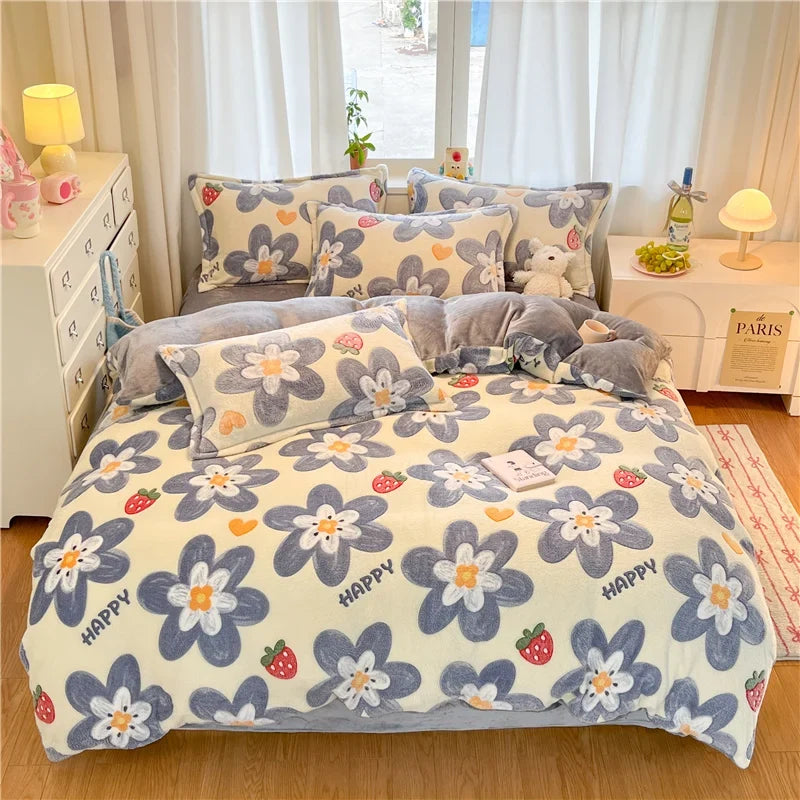 Winter Thicken Warm Short Plush Duvet Cover King Double Queen Size Double-side Coral Fleece Quilt Cover Not Including Pillowcase