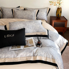 Digital Printing Black Wide Edge Luxury Bedding Set
