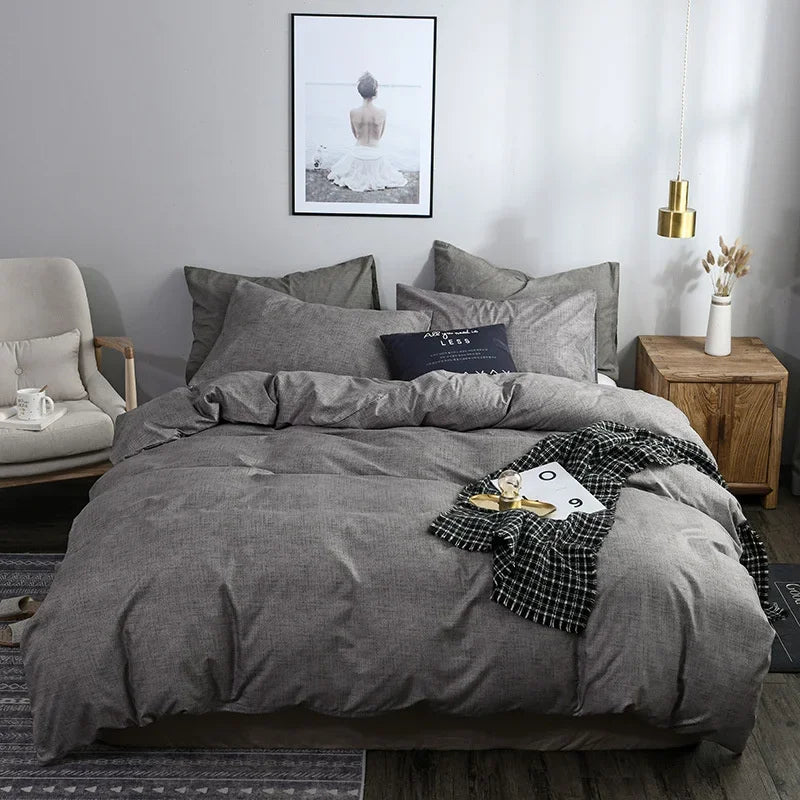 2/3pcs Solid Color Duvet Cover Set Super Soft Queen King Size Bedding Sets