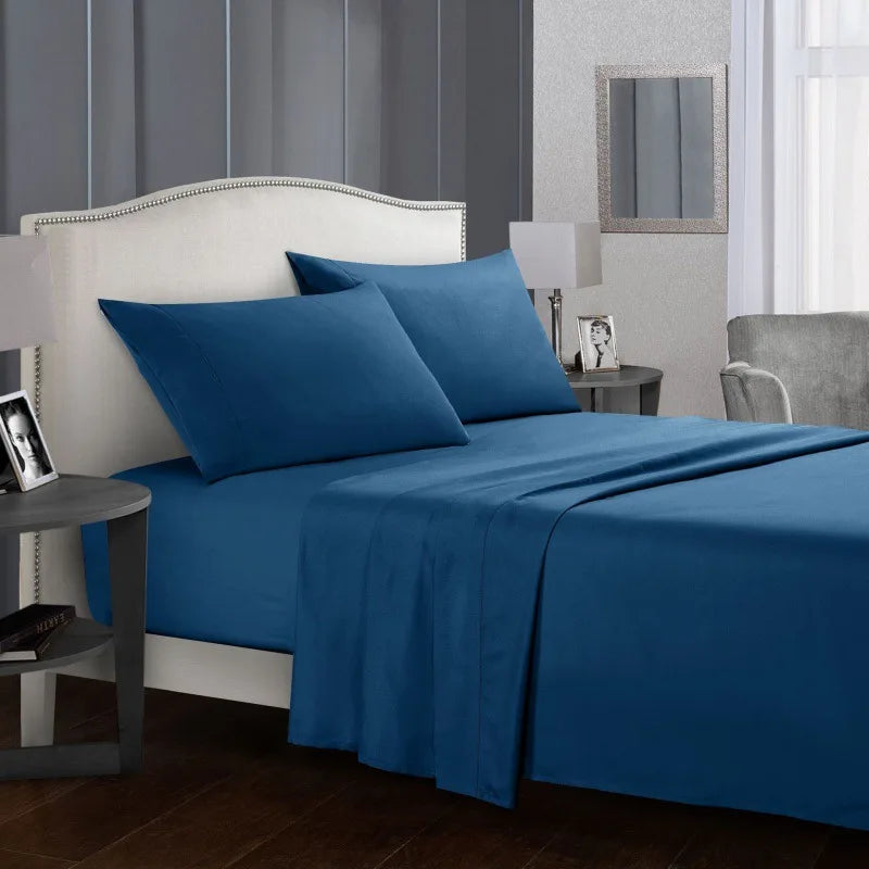 Solid color bed linen set sheets full sets mattress cover flat and fitted sheet with pillowcases Twin Full Queen King Size
