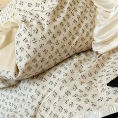Vintage French Floral Three Layer Ruffles Bow Girl Bedding Set