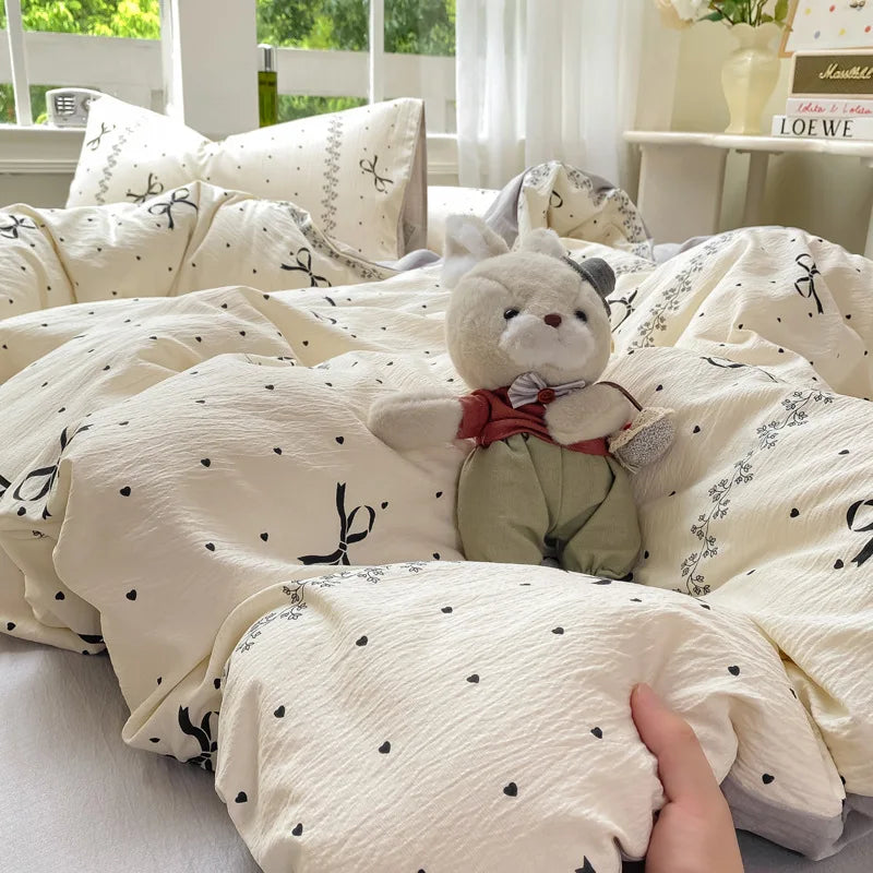 Korean Wrinkled Double Layered Yarn Bedding Sets