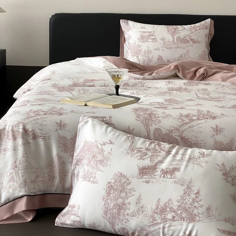 Luxury Organic Bamboo Soft Silky Printing Bedding Set