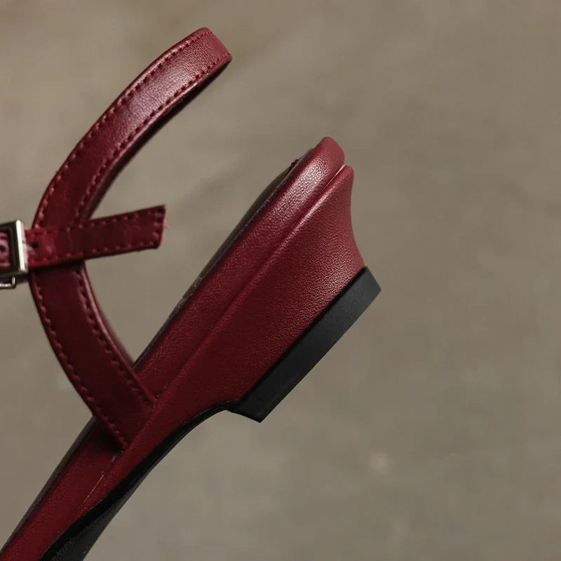 leather cowhide simple breathable loose grip low Heel