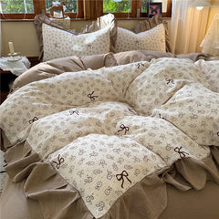 3/4Pcs Korean Princess Style Floral Printing Bedding Set