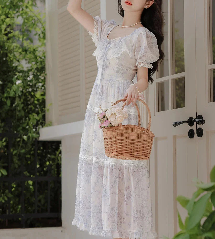 Lily-Blue Rose Cottagecore Princess Dress
