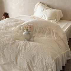 French Elegant Lace Ruffles Princess Wedding Bedding Set