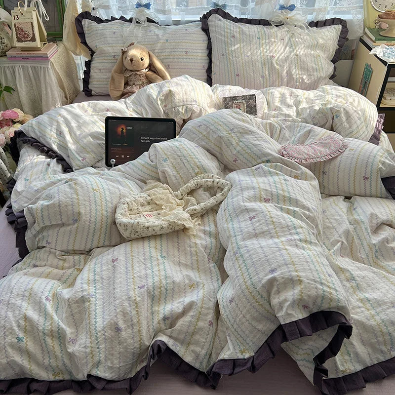 Korean Style Lace Ruffle Bedding Set