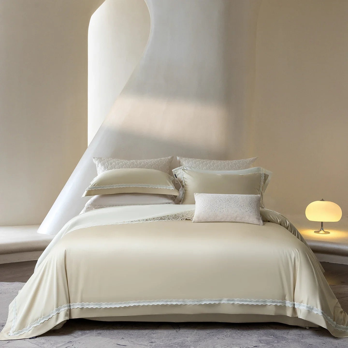 Luxury 1000TC Lyocell Cotton Soft Silky Solid Color Simple Bedding Set