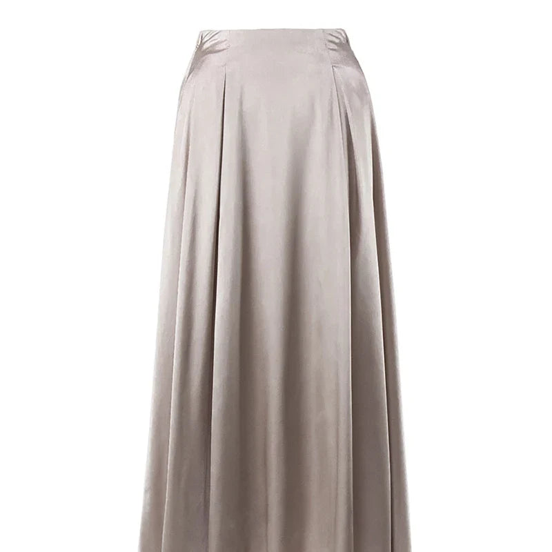 Angie Satin Gathered Maxi Skirt
