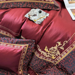 Brocade Jacquard Egyptian Cotton Gold Embroidery Luxury Bedding Set