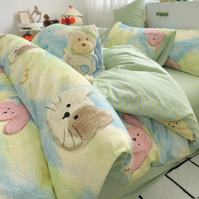Cotton Long Staple Cotton 4 Pcs Bedding Set