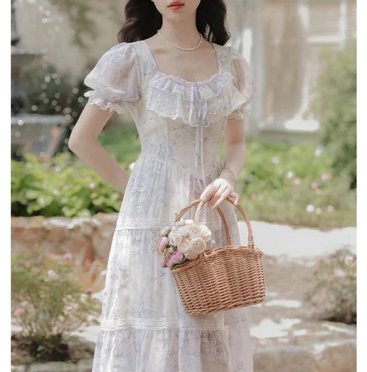 Lily-Blue Rose Cottagecore Princess Dress