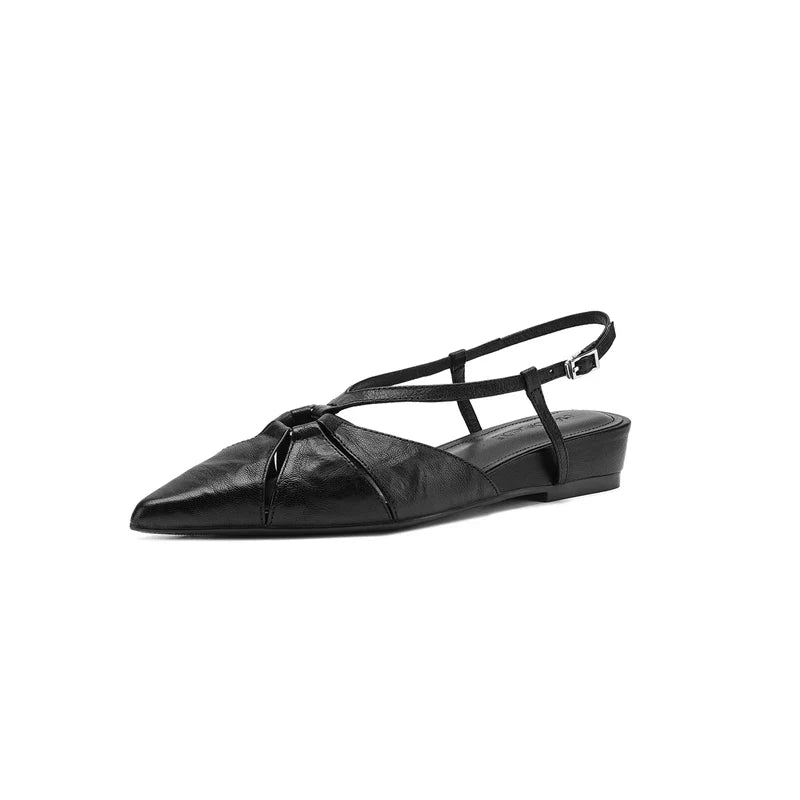 sheepskin hollow breathable retro mid Heel