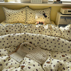 Pure Cotton 4 Piece Bed Sheet Set Dormitory Bedding Twin Full Queen King Size Soft Breathable