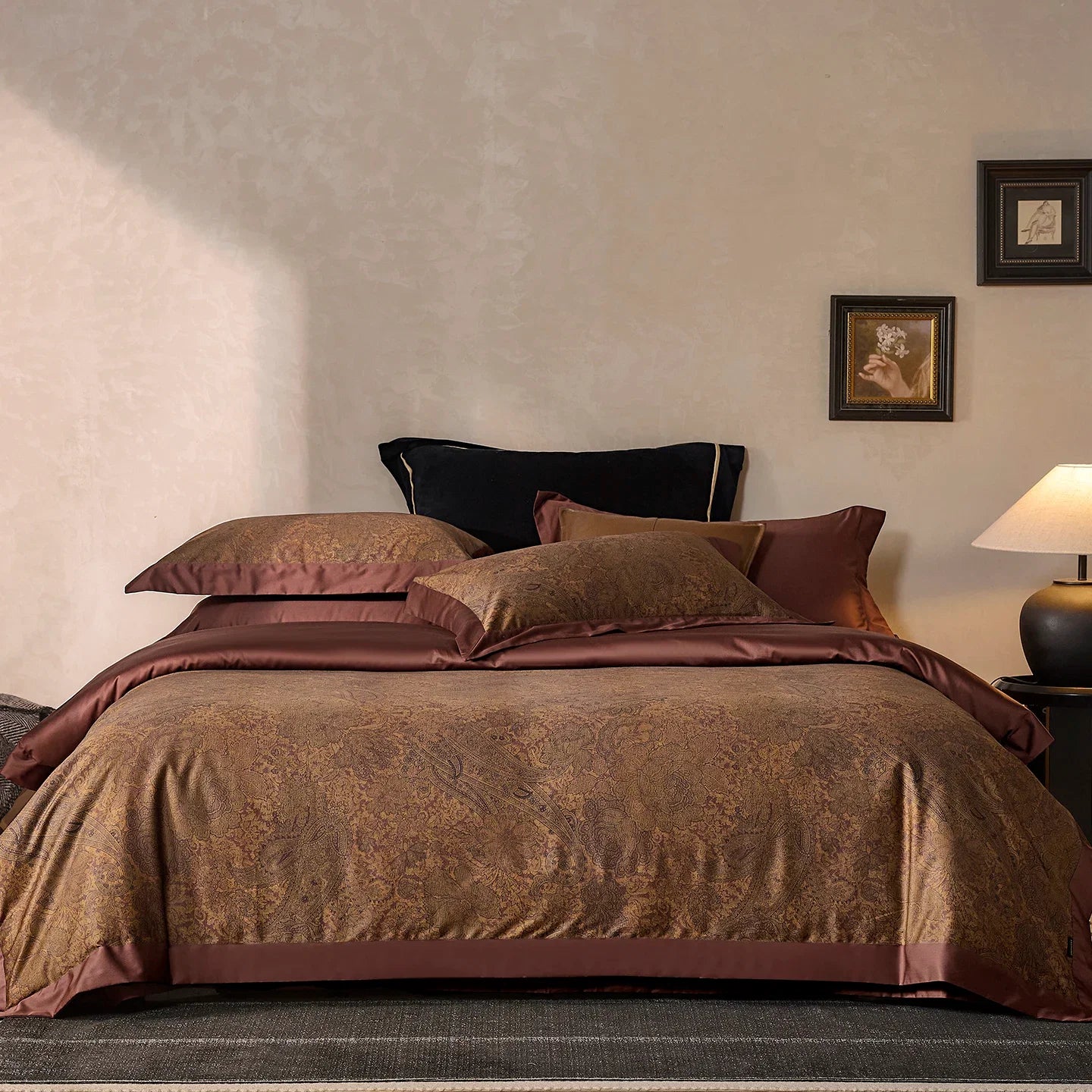 1000TC Egyptian Cotton Vintage Baroque Floral Print Luxury Bedding Set