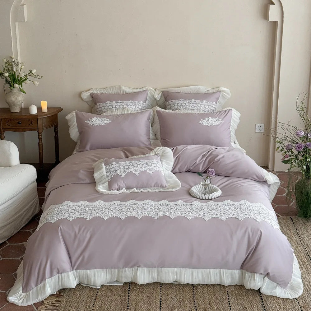 Long Staple Cotton Lace Bedding Set