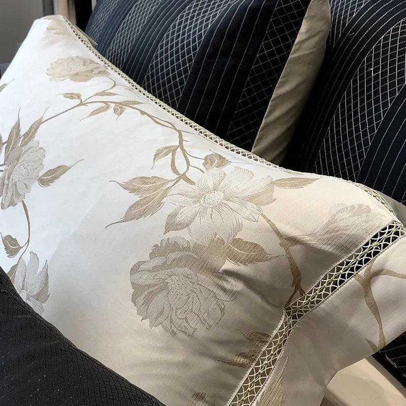 High Precision Satin Jacquard Egyptian Cotton Soft Silky Bedding Set