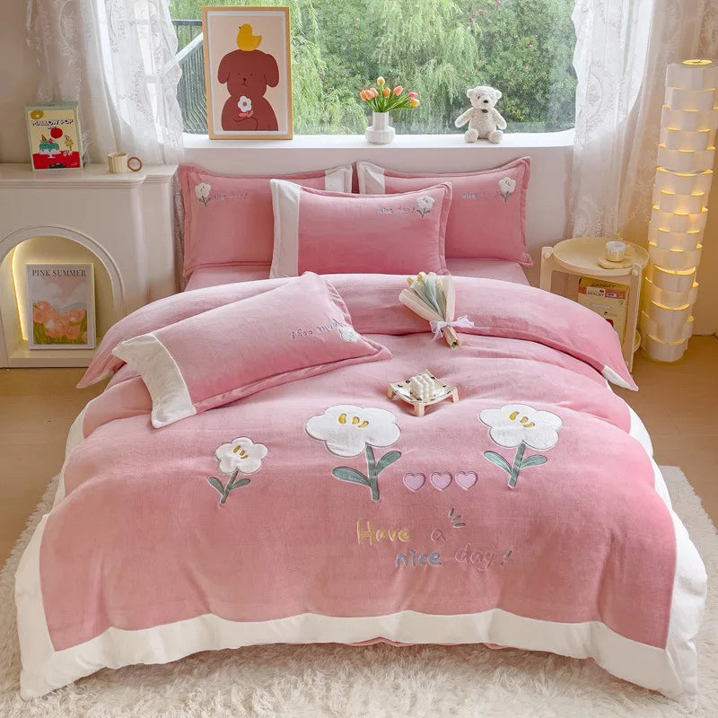 Winter Warm Velvet Bedding Set