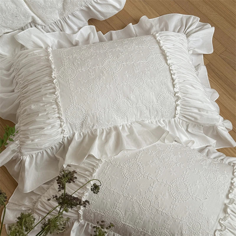 100% Cotton White Vintage French Princess Wedding Bedding Set