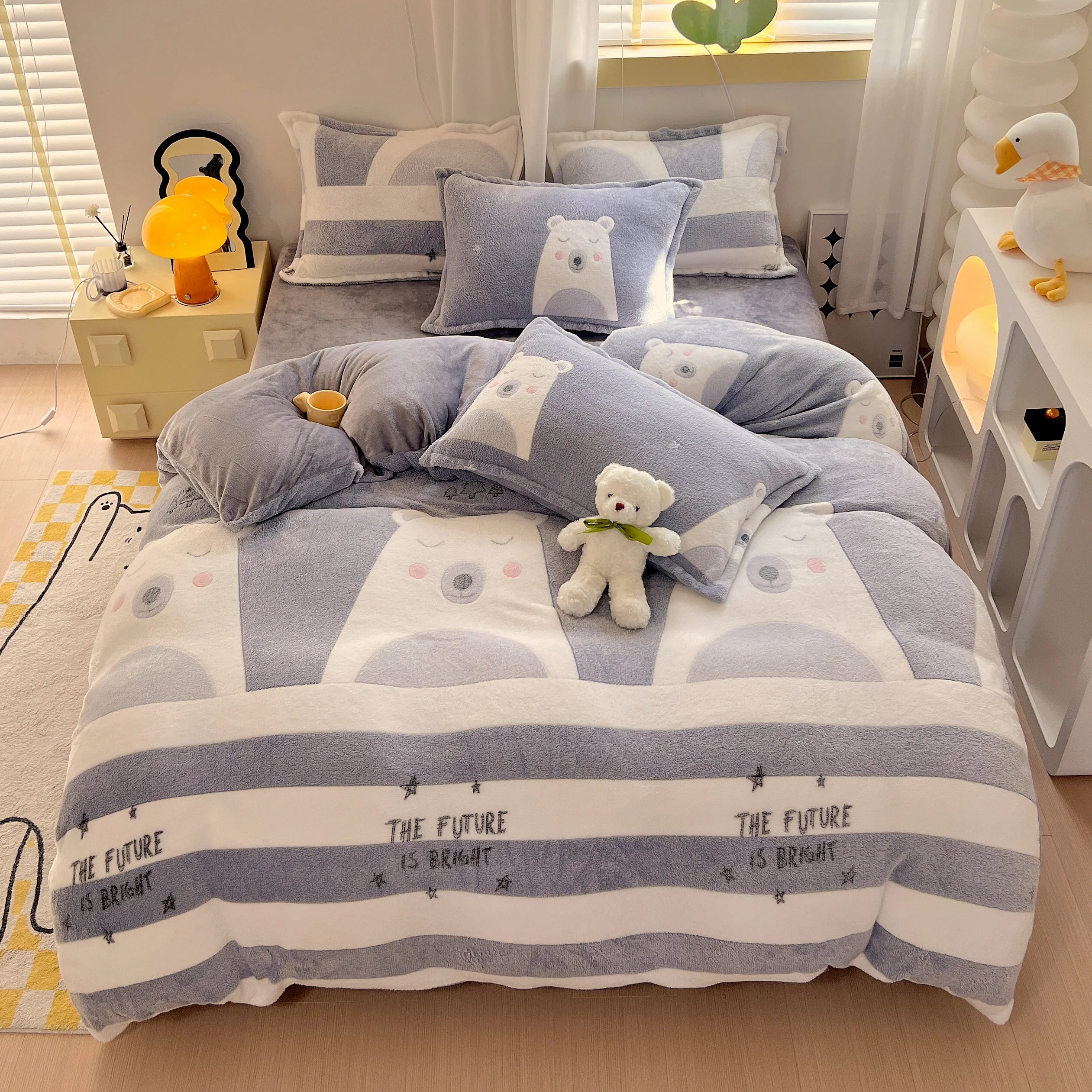 Winter Thicken Warm Short Plush Duvet Cover King Double Queen Size Double-side Coral Fleece Quilt Cover Not Including Pillowcase
