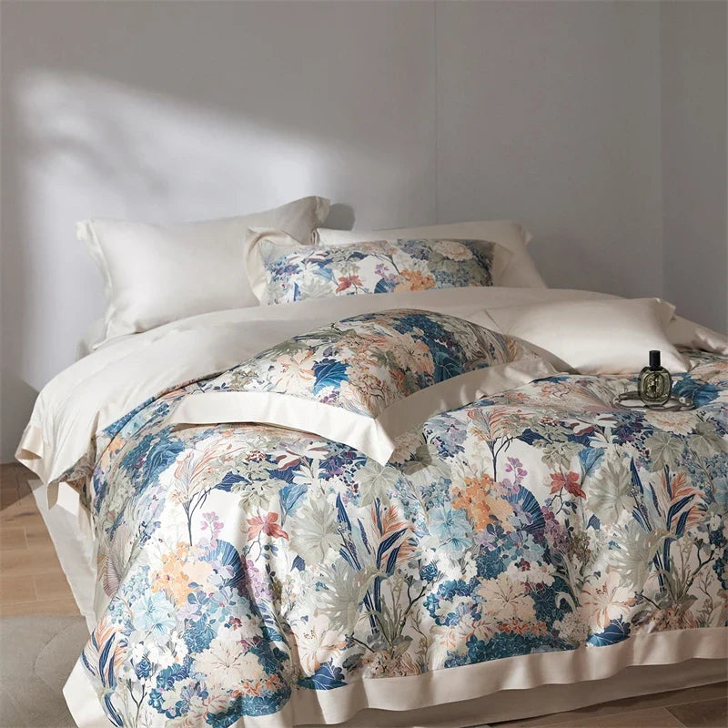 Luxury Watercolor Floral Print Bedding Set