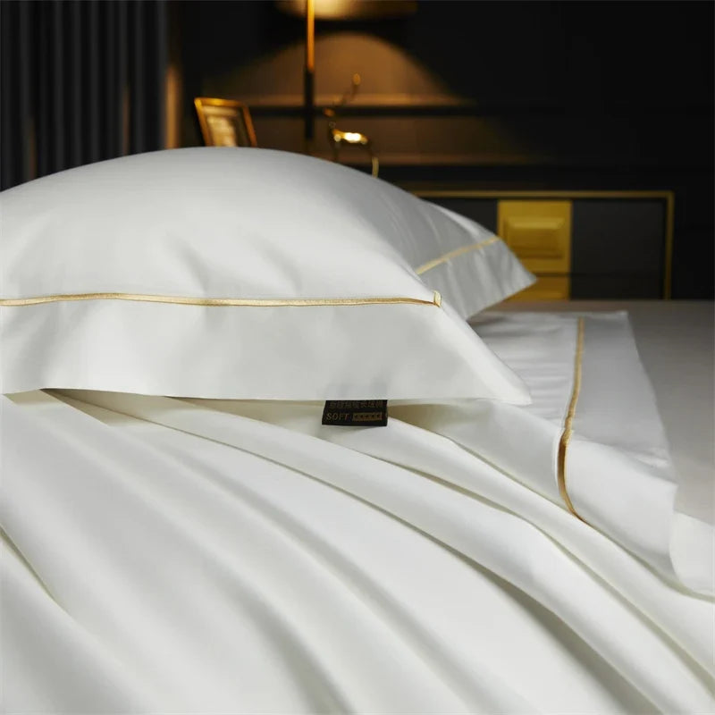 1000TC Egyptian Cotton Luxury Embroidery Solid Color Hotel Style Bedding Set