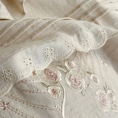 Flowers Embroidery Ruffles Luxury Bedding Set