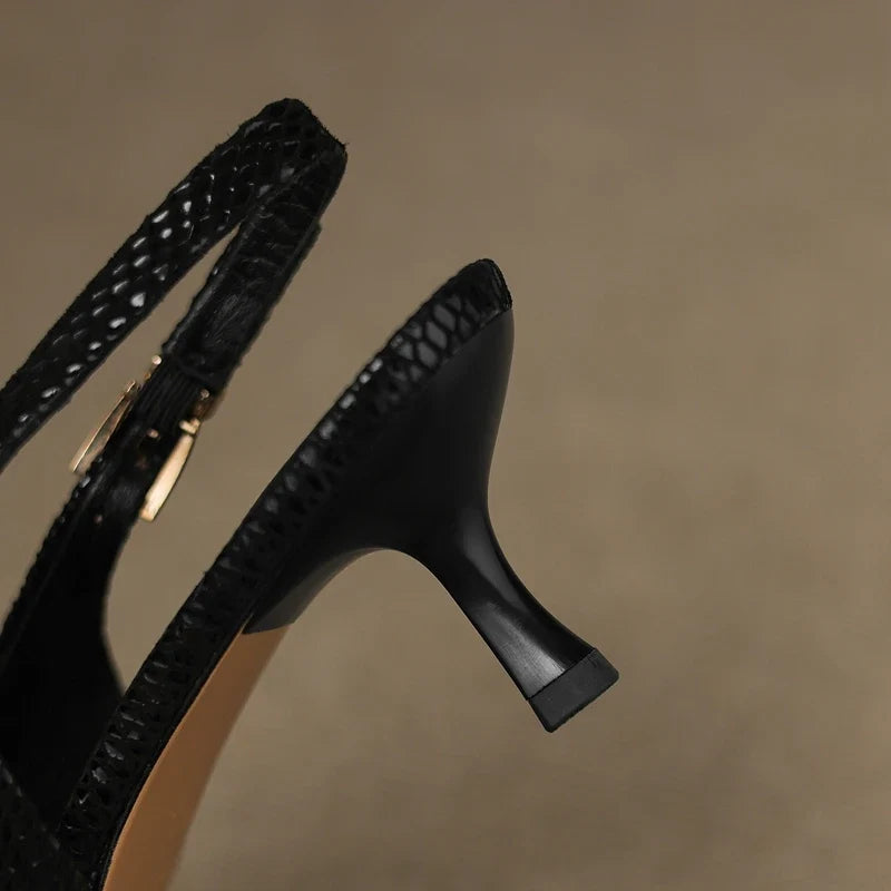 snake patterned sheepskin pointed thin Heel