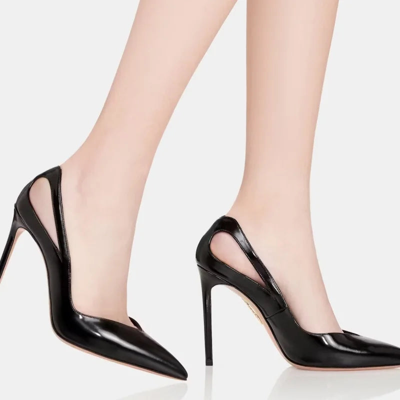 Black PU Hollow Banquet Shoes