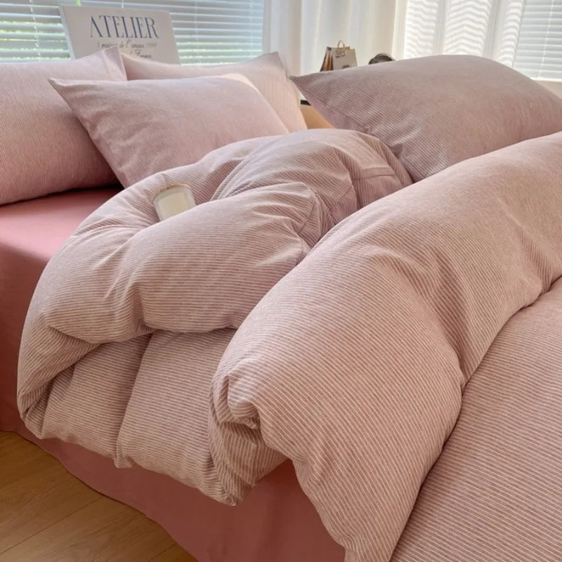 Soft Queen Duvet Cover Set 4pcs King Size Soft Comfortable Double Bedding Set