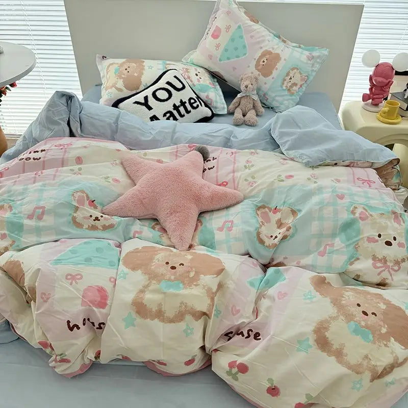 Korean Pink Bedding Set