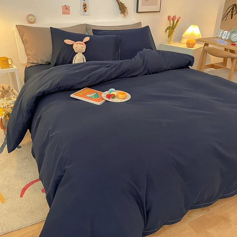 1 Pc Housse De Couette 220x240 White Gray Color Duvet Cover Double Size Funda Nordica Cama 150 Queen/King Size Bed Cover