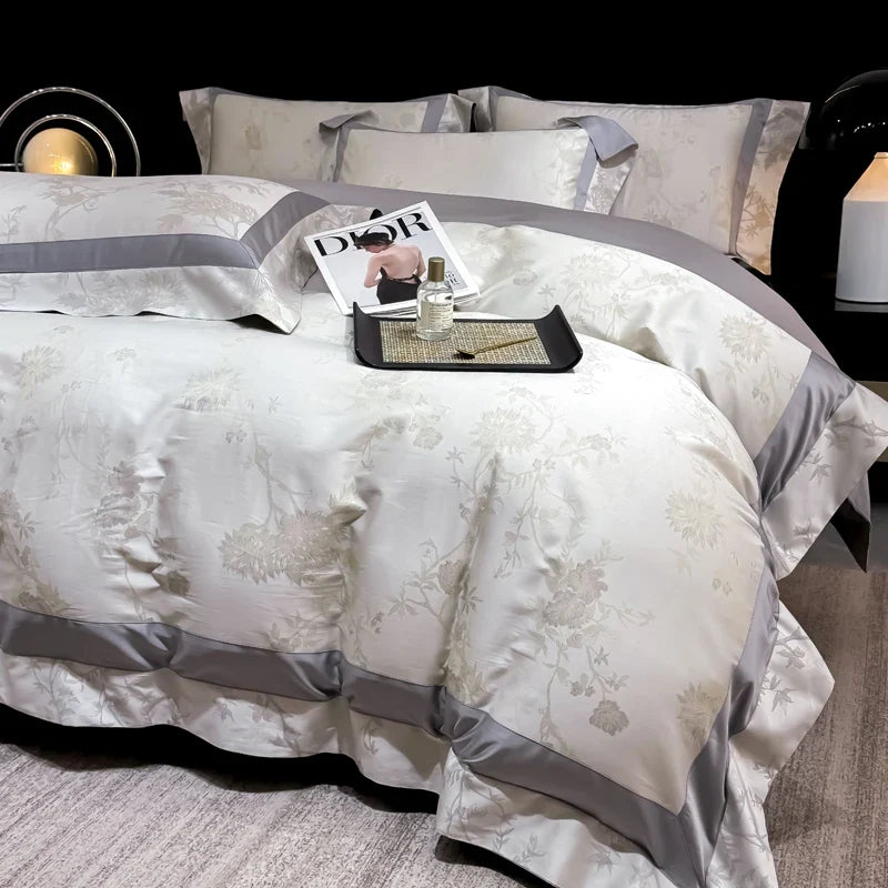 1000TC Lyocell Cotton Jacquard Patchwork European Luxury Bedding Set