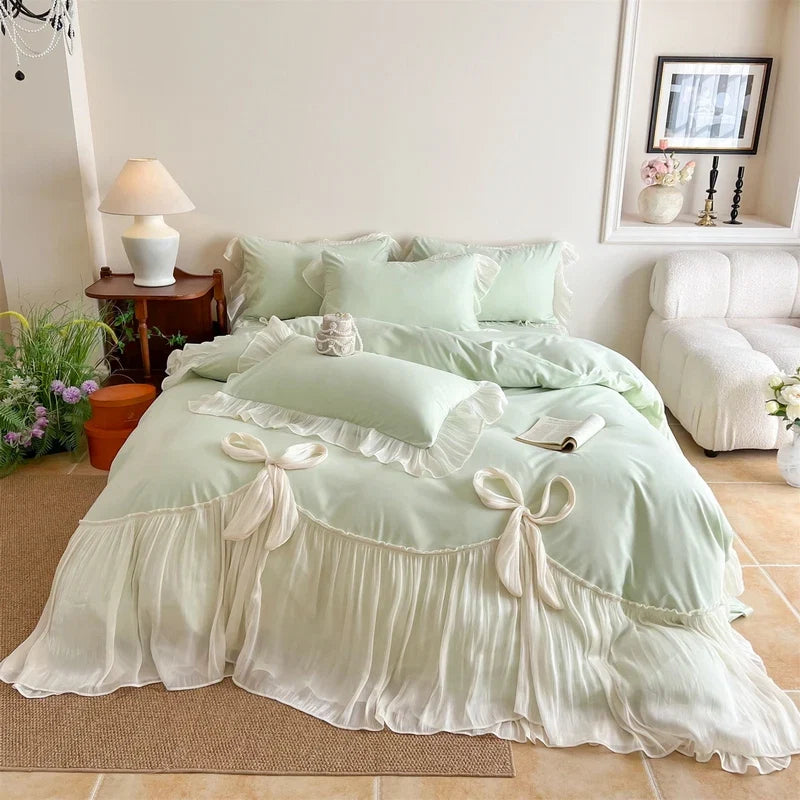 4Pcs Luxury Princess Wedding Style Bedding Set